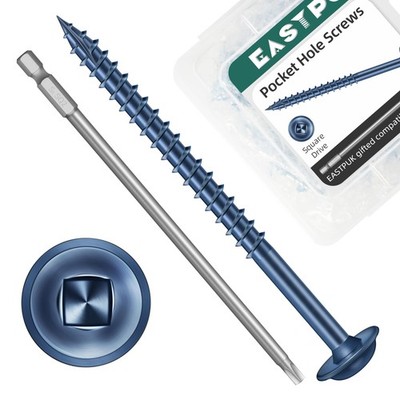 #8 Pocket Hole Screws 2-1/2 Inch 600Pcs #8 x 2-1/2 Anti-Rust Blue Coated Pock...