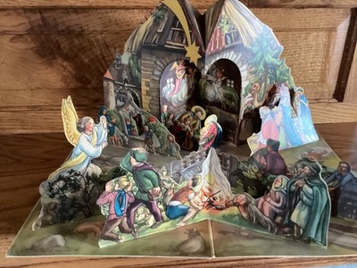 Nativity Pop Up Manger Scene West Germany Christmas Decor 3D - RARE 1962