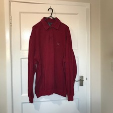 Gant Red Mens Sweatshirt Size Medium Polo Rugby Style Pullover Jumper Logo