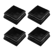 Bonsicoky 4 Pack 1-1/2 Square Plastic Plugs, Black Tubing End Caps Plugs Inse...