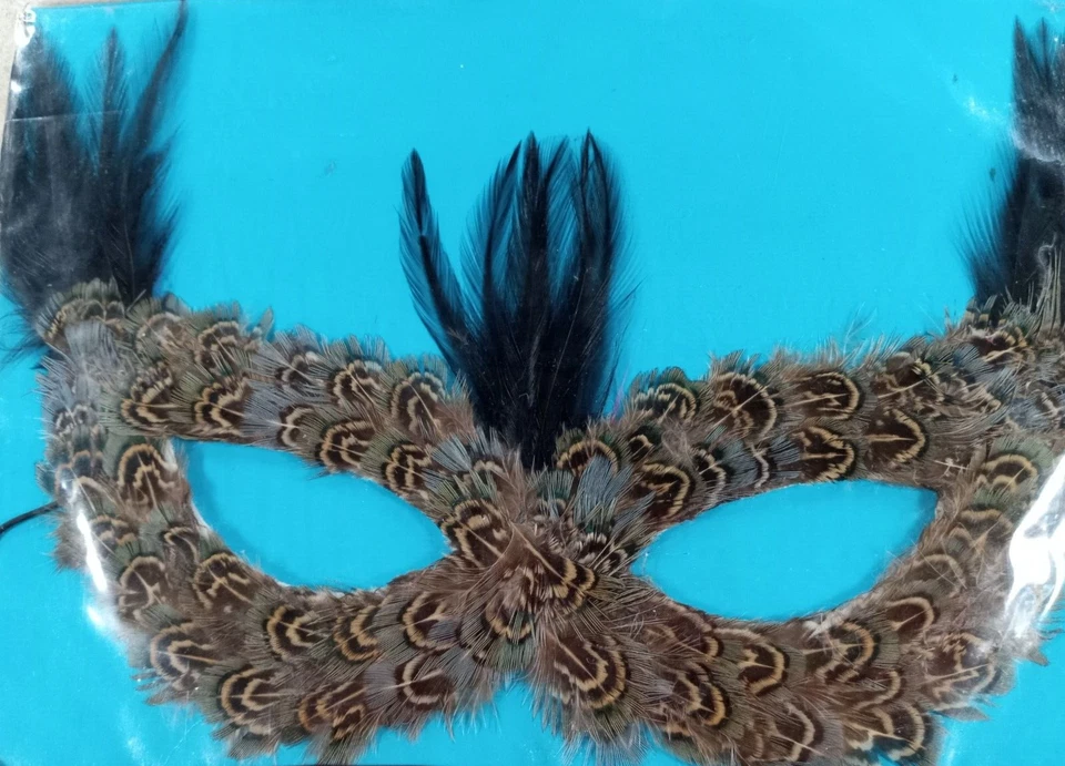 Eye Mask Feather and Sequin Mask with Elasticized Band Multicolor One Size  - Image 3 of 3