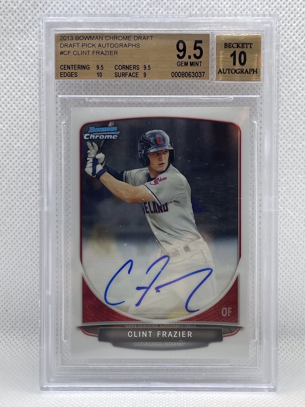 2013 Bowman Chrome Draft Pick Clint Frazier Autographs BGS 9.5 /w 10