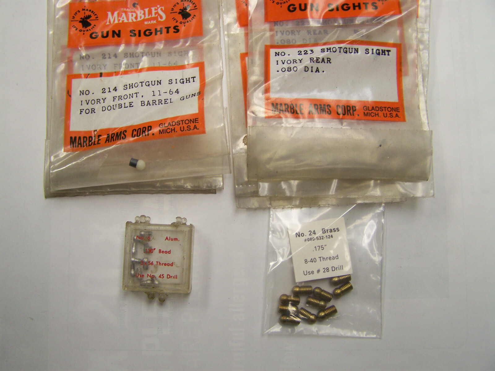 (28) Shotgun sight beads, brass, aluminum & Marble's ivory, different