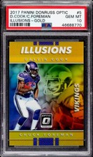 /10 PSA 10 RC Dalvin Cook 2017 Optic Gold Prizm Rookie Refractor Illusions POP 3