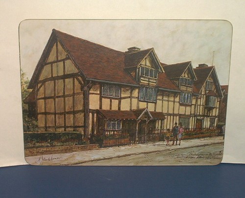 Set of 6 Clover Leaf Cork Placemats Shakespeare Country Theme Made in England - Picture 2 of 7
