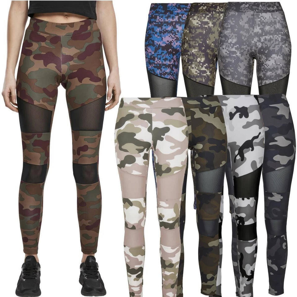 Urban Classics Femmes Camouflage Tech Maille Legging Pantalon de Sport XS-5XL - Photo 1/1