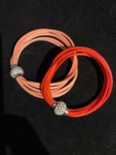 Leather Multiple Strand Beaded Magnetic Clasp Bracelet Shambala Boho