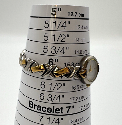 Vtg Ladies Bulova Watch Bracelet Two Tone Woven 98T24  display picture 2