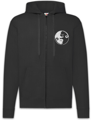 Cats Yin & Yang Zipper Hoodie and Cat Circle Symbol Sign Fun Lover Love