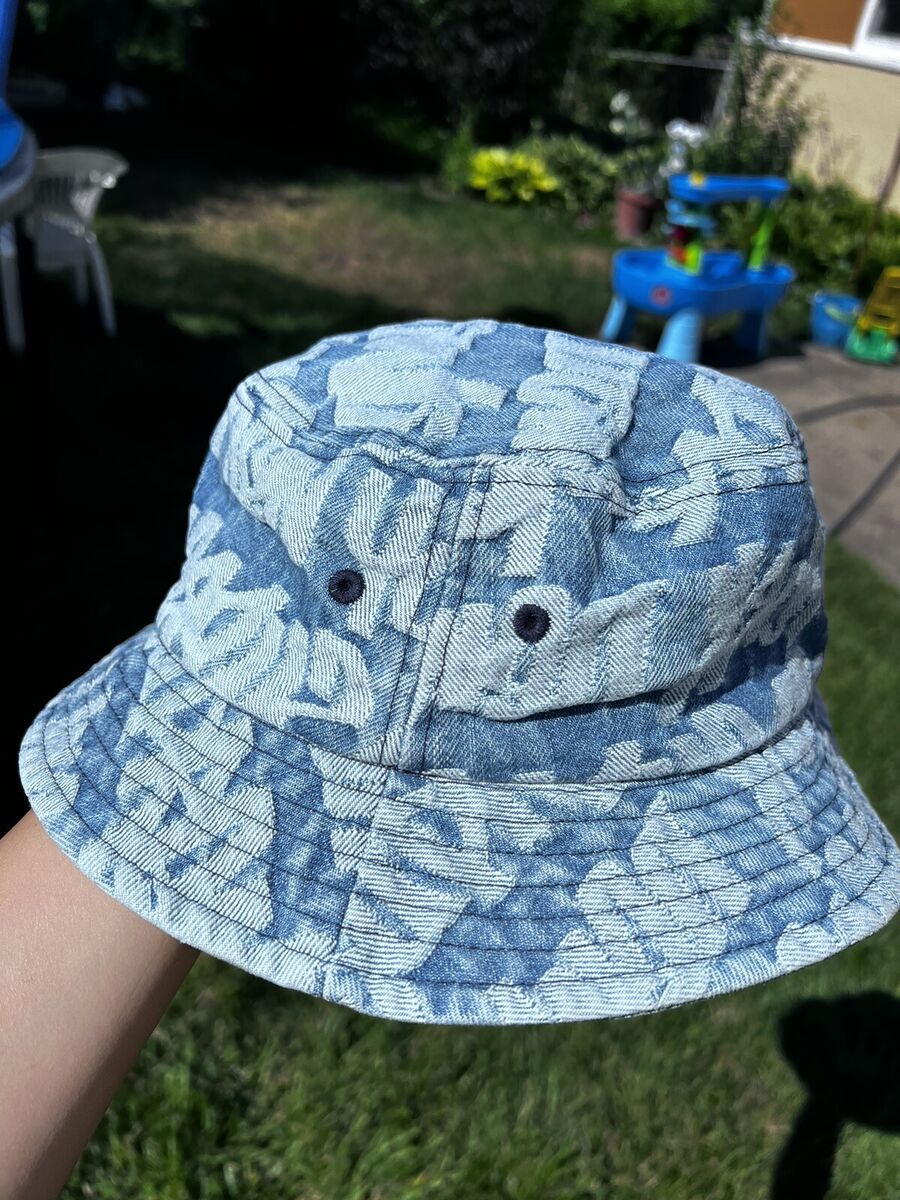 Supreme Fat Tip Jacquard Denim Crusher Bucket Hay, Size Supreme Fat Tip Jacquard Denim Crusher Bucket Hay, Size