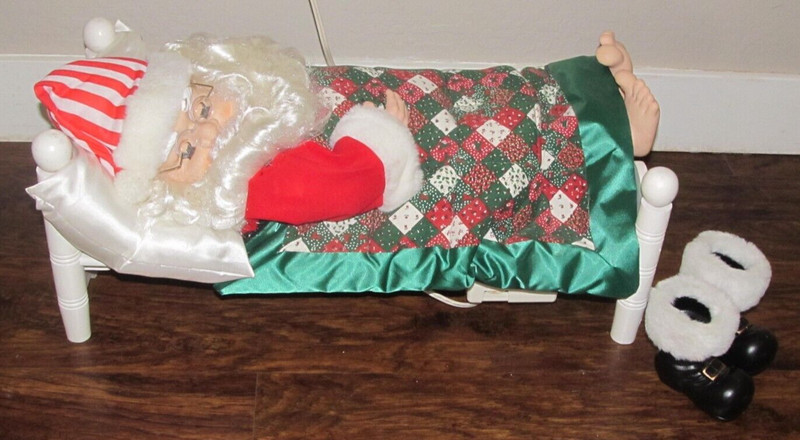 Vintage Telco Motion-ettes Christmas SLEEPING SANTA Animated Snoring w/ Box