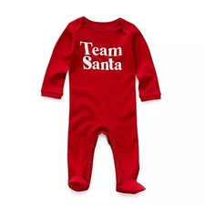Okie Dokie Baby Boys Team Santa Sleep and Play Red Bodysuit Size 3M