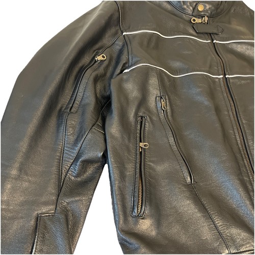 Giacca moto uomo pelle nera cerniere foderata rete cappotto morbido resistente bella - Foto 4 di 23