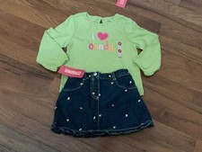 Top Gymboree Niñas Little Hearts I Love Candy y Falda Denim Corazón Talla 2 2T