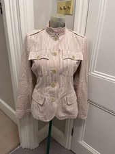 Etro Milano Cream & Red Striped Jacketsz It 42/uk 10