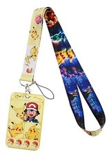 Pikachu and Ash Pok mon Characters Keychain Lanyard with ID Holder