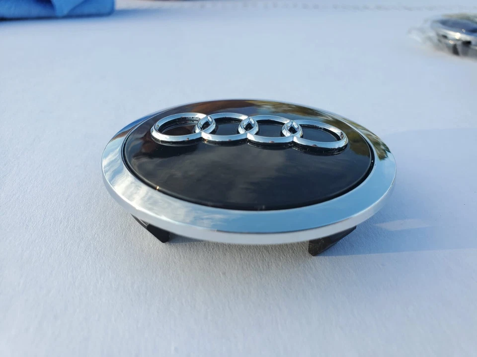 Set(4pcs) Audi 69MM Blac Chrome Wheel Rim Center Hub Caps Replacement 4B0601170A Foto 3 de 4