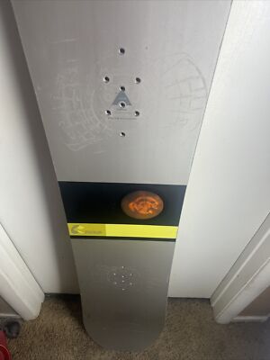 Vintage 2003 Burton Custom 158 Cm Snowboard Silver Yellow Mens