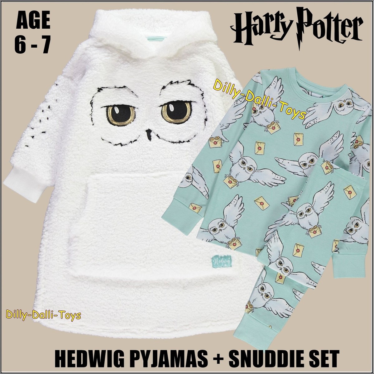 Kids Harry Potter Hedwig Owl Age Pyjamas Snuddie Set