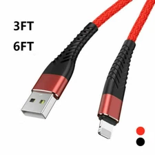Heavy Duty Braided Long USB Fast Charger Cable 1m 2m 3m For iPhone X 7 8 6 5 11
