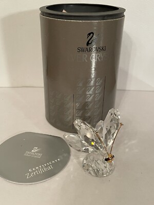 Swarovski Silver Crystal Gold Mini Butterfly In Box