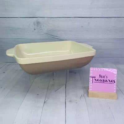 Natural Elements Beige Taupe 4Qt Tab Handle Stoneware Lasagna Casserole Dish Pan