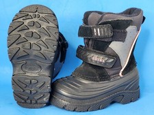 Totes Kids Winter Snow Boots Size 7 Toddler Black Gray Pink Piping Girl Boy