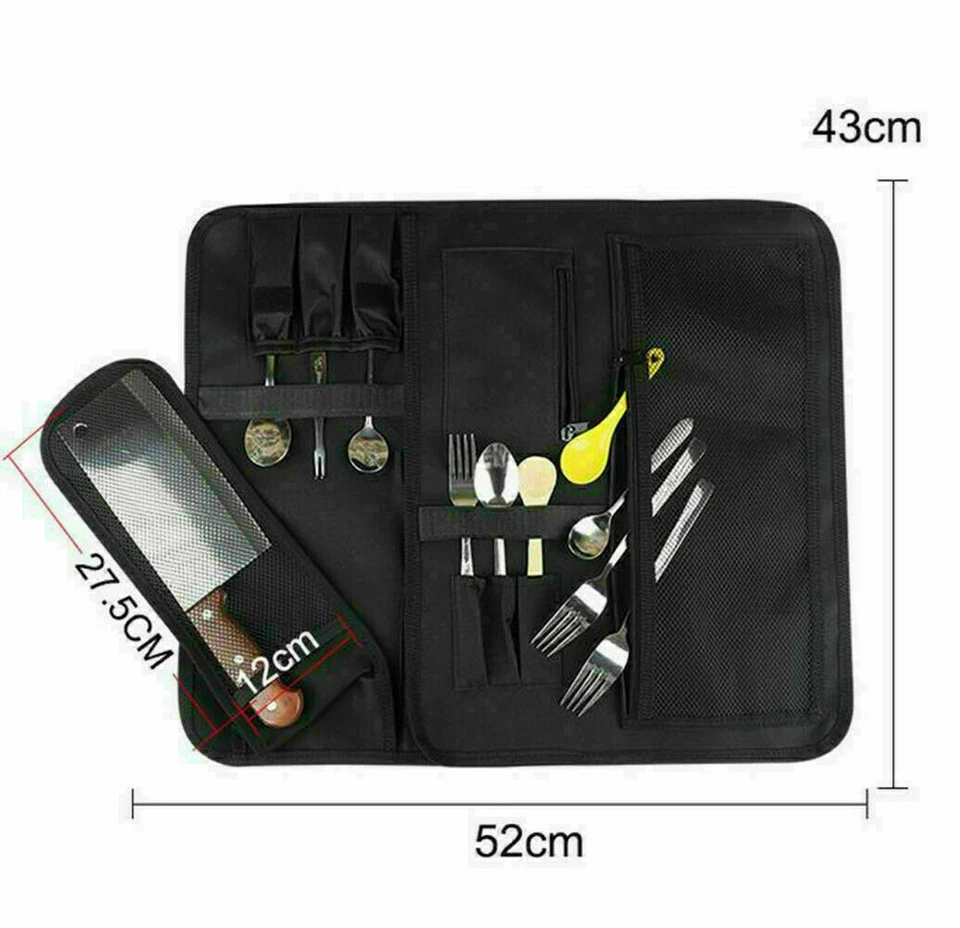 Canvas 15 Slots Chef Knife Roll Bag Kitchen Cooking Portable Tools Storage pouch - Image 4 of 4