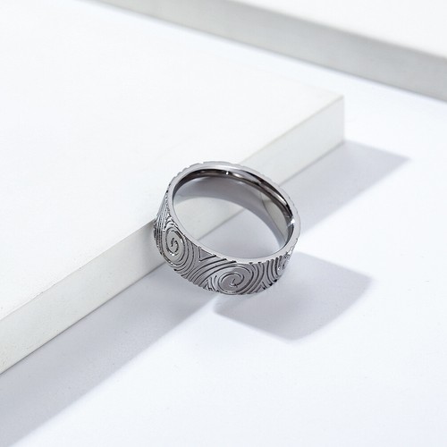 Mens Spiral Vortex Titanium Steel Ring Fingerprin Punk Statement Band Jewelry - Picture 6 of 14
