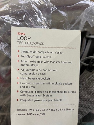 High Sierra Gray Loop Tech Backpack Travel Work Bookbag Tablet Sleeve 1 size New - Picture 5 of 7