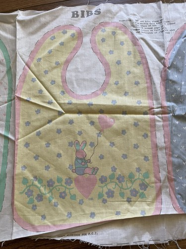 Carol Eldridge Nursery Fabric Sheep Bunny Yellow Pink Blue Baby Bibs Storytime - Picture 4 of 6