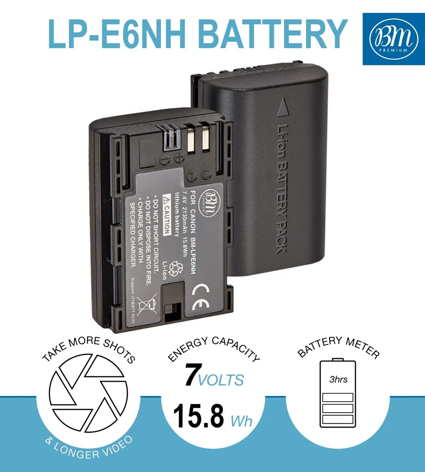 Сменная батарейная ручка BG-R10 для Canon EOS R5, R5C, R6 + 4 LP-E6NH батареи - Изображение 3 из 4