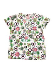 Womens Fashion Medical Nursing Scrub Tops Printed Colorful Flowers L