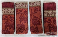 4 NEW FALL THANKSGIVING MENDOCINO BED BATH BEYOND FABRIC NAPKINS LEAVES MOTIF 