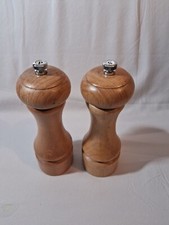 New in Box  7" Wood Peppermill  Salt Shaker Set  Both Shakers Are Grinders