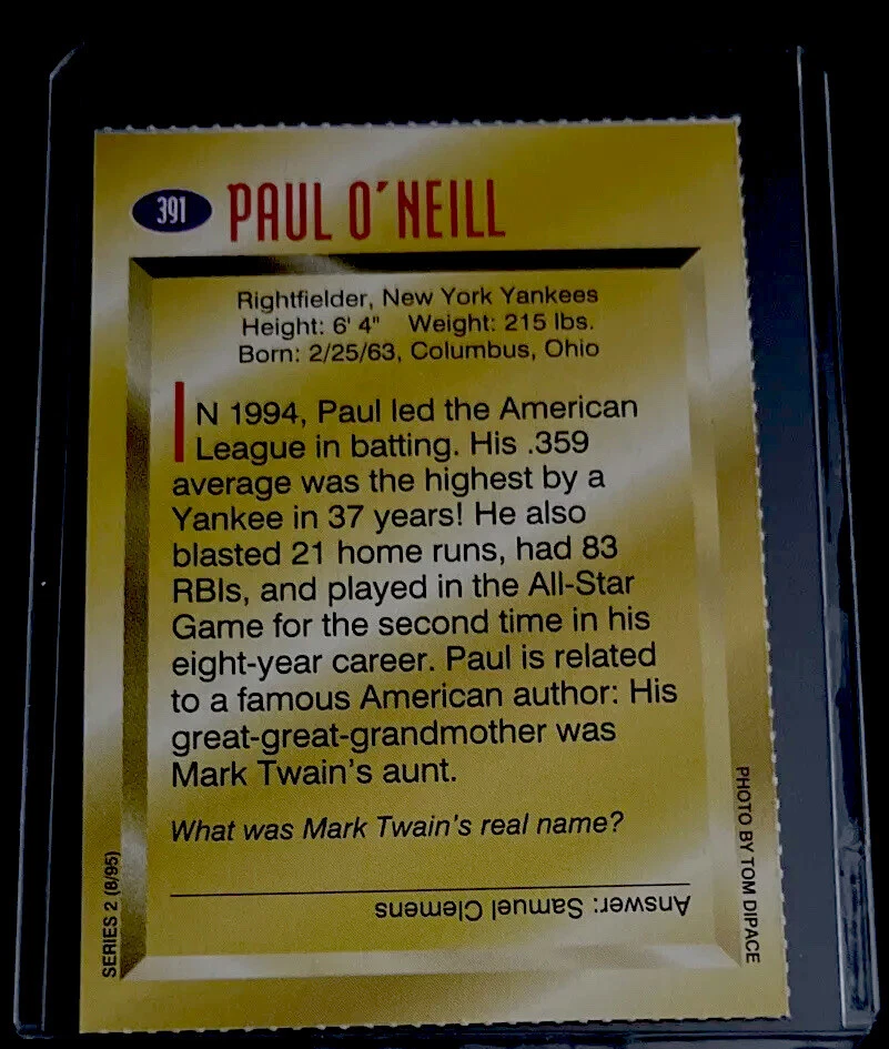 PAUL O’NEILL RARE SPORTS ILLUSTRATED FOR KIDS SI 1995 NEW YORK YANKEES NM+ - Image 2 of 2