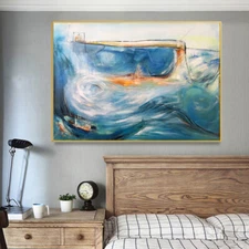 Abstract Hand painted Oil Painting Sea View Decorative Painting Living Room