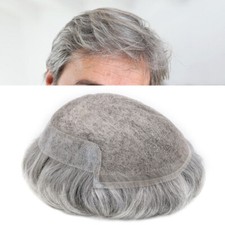 Mens Toupee French Lace Front Hairpiece PU Skin Hair System Replacement Wig US