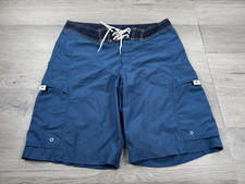 Vintage Nike Shorts Mens 34 Blue Silver Tab Swoosh Beach Board Swim Trunks Y2K