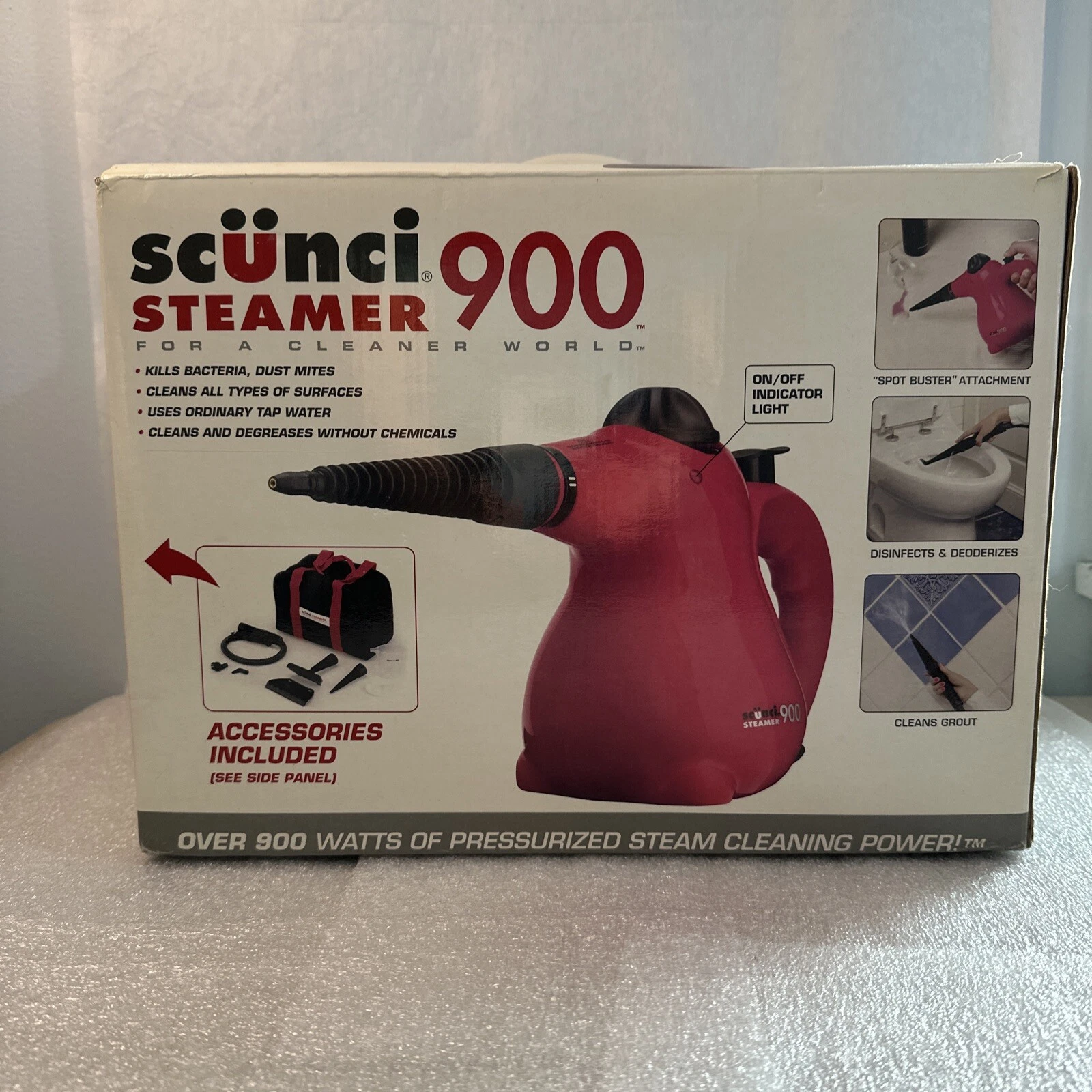New Scunci Steamer 900 Model 52063 w/ Carry Case & Accessories-Portable