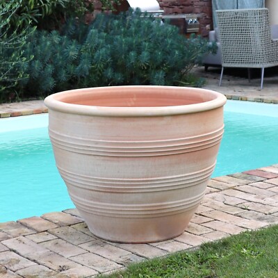 handgefertigtes Terracotta Pflanzgefäß, frostfester Pflanzkübel Veronica 80