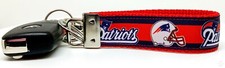Patriots Key Fob Wristlet Keychain 1"wide Zipper pull Camera strap handmade