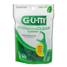 GUM - Professional Clean Flossers Extra Strong Flosser Pick, Fresh Mint, 90 ct