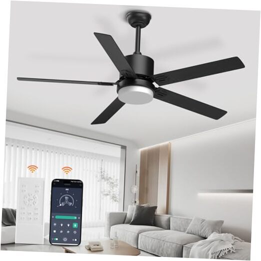 52 Inch Outdoor Ceiling Fan with LED Light and Remote Control for Bedrooms