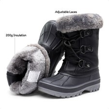 Boys Girls Winter Snow Boots Fur Lined Ankle Boots Warm Ski Boots