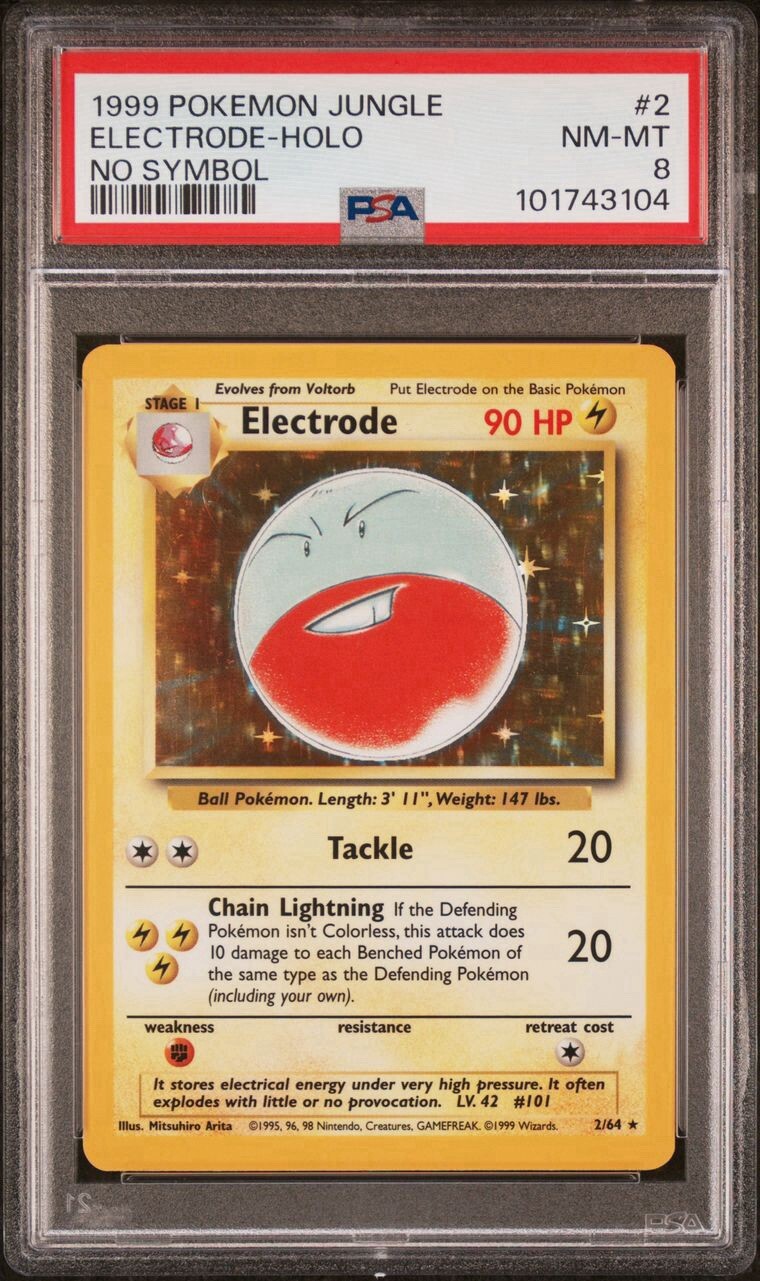 1999 POKEMON JUNGLE 2 - ELECTRODE - HOLO NO SYMBOL UNLIMITED - PSA 8