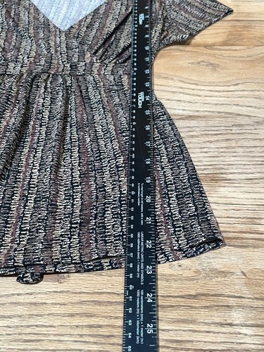 Attention Babydoll Top Womens XS Brown Print V-Neck - Picture 7 of 7