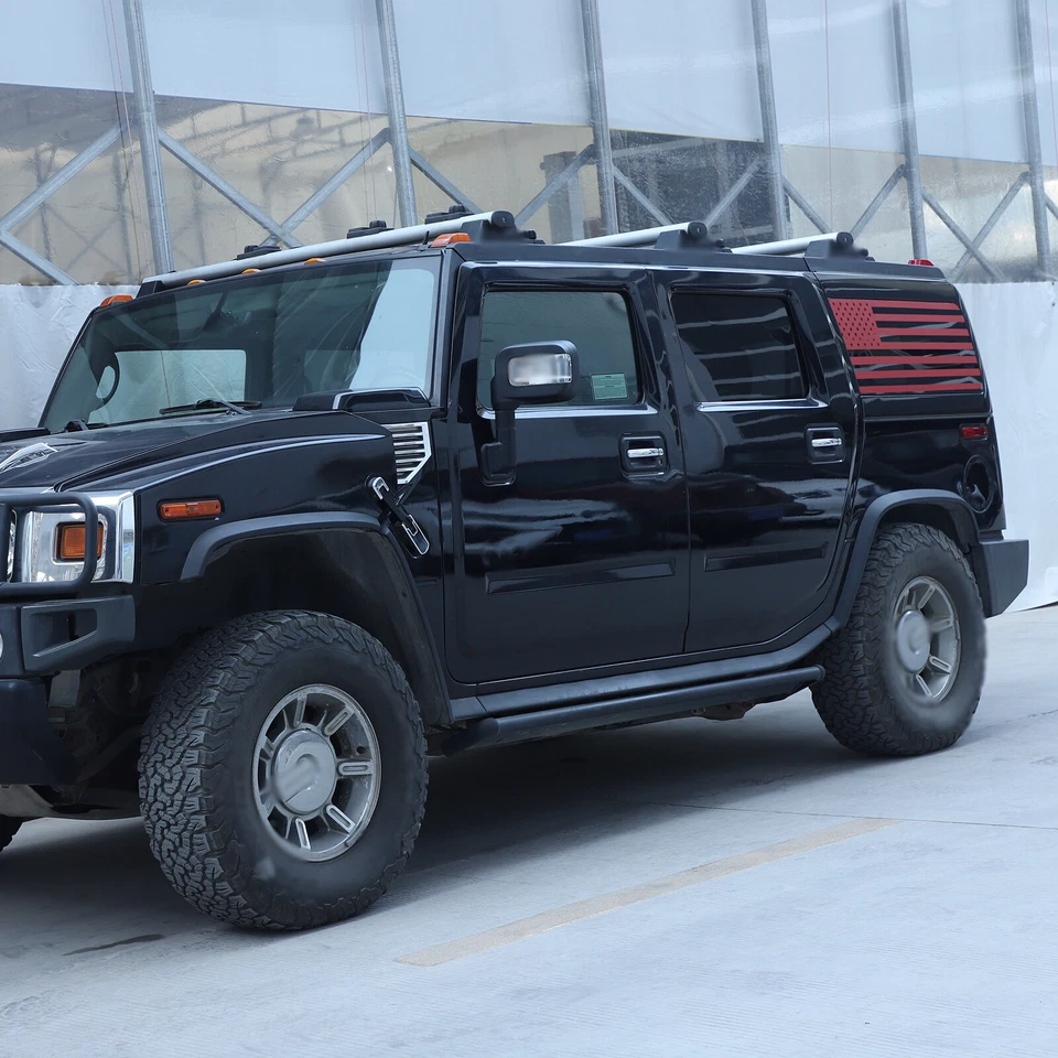 Vinilos calcomanías gráficas de vidrio con bandera roja de EE. UU. para Hummer H2 2003-09 Foto 4 de 4