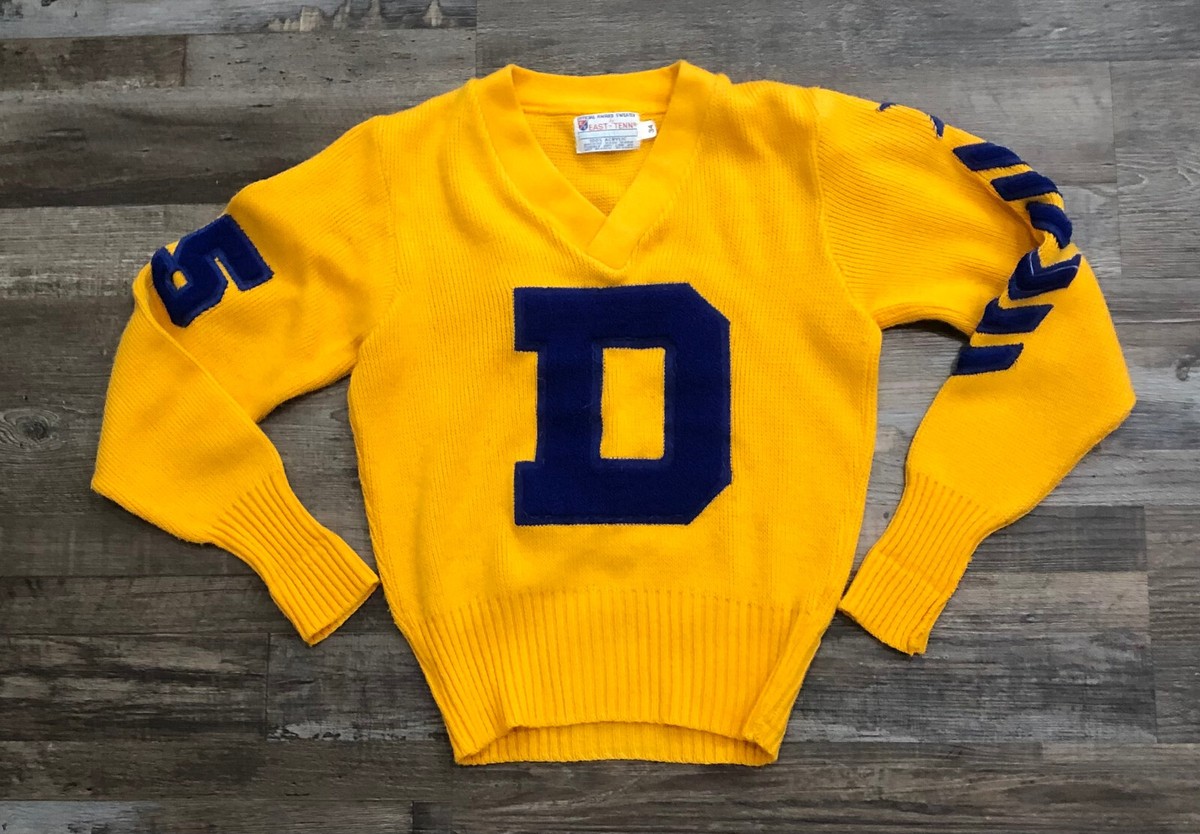 Vintage East-Tenn Award Sweater Yellow V Neck Varsity School