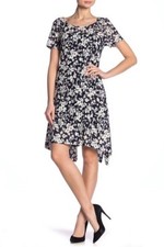 Robbie Bee Floral Lace Hi-Lo Dress Navy NWT L
